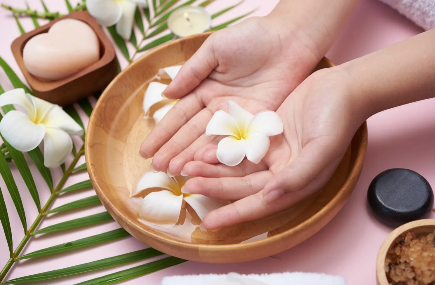Spa ritual with frangipani flowers